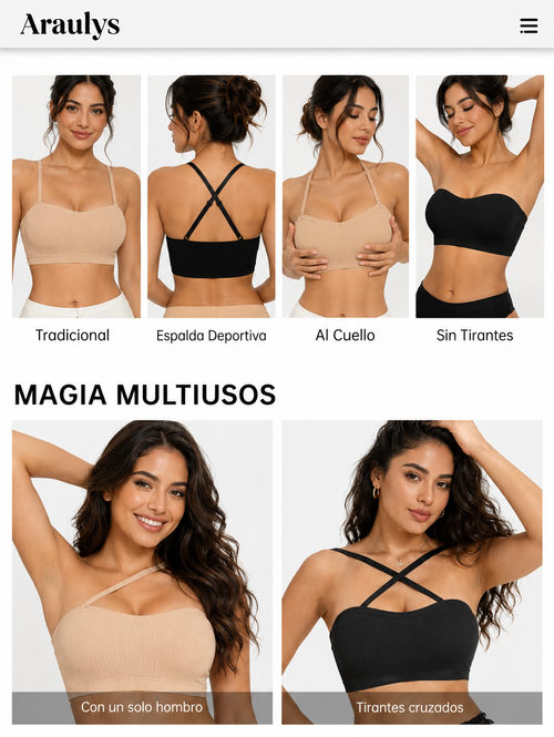 Araulys Stay · Brasier Strapless Invisible que No Se Cae