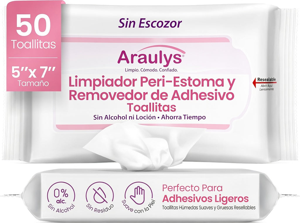 Toallitas Removedoras Araulys · Quita-Adhesivo Suave